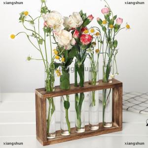 [COD] xiangshun 1 Bộ sáng tạo nhà máy thủy canh container với khung gỗ trong suốt Ống nghiệm bình Bonsai nhà máy tính để bàn trang trí thủ công mỹ nghệ