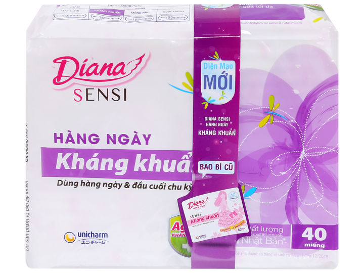 Băng vệ sinh hàng ngày Diana kháng khuẩn 40 miếng