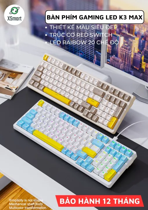 Bàn Phím Cơ Gaming K3 Max Led 20 Chế Độ Trục Cơ Red Switch Có Hotswap Lót Foam Cách Âm 2 Lớp Gõ Siêu Êm | BigBuy360 - bigbuy360.vn Bàn Phím Cơ Gaming K3 Max Led 20 Chế Độ Trục Cơ Red Switch Có Hotswap Lót Foam Cách Âm 2 Lớp Gõ Siêu Êm | BigBuy360 - bigbuy360.vn