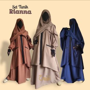 Tunik Set Rok Bahan Premium | Tunik Full Set French Khimar | Tunik Syari | Baju Lebaran Gamis Tunik | Dress