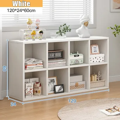 Bewell Storage Bookshelf Divided Storage Cabinet Floor Storage Bookcase TV Rack Display Shelf Organizer