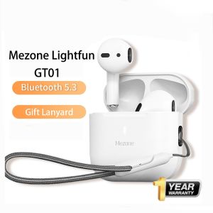 Mezone GT01 TWS wireless earphones Bluetooth 5.3 with Lanyard HIFI noise cancelling earphones 6-8 hours playback time Mini earphones Dual system gaming earphones with microphone