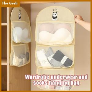 [The Gesh] 2 3Layer Large Capacity Storage Mesh Bag Underwear Socks Storage Bag Breathable Wardrobe Organizer With Clothes Hanger