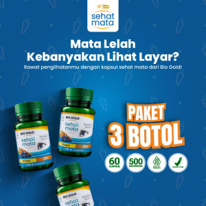 Bio Gold - Bundling 3 Botol Kapsul Sehat Mata Ekstrak Billberry dan Wortel Mata Buram Minus Plus