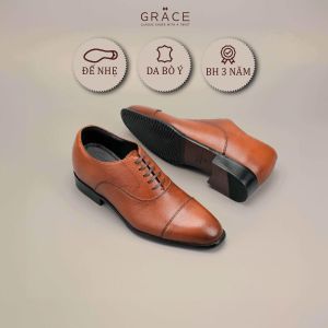 Giày Tăng Chiều Cao 6CM Grace Saigon Oxford 008 Màu Nâu Siêu Nhẹ BIG SIZE ( 34 - 43 )