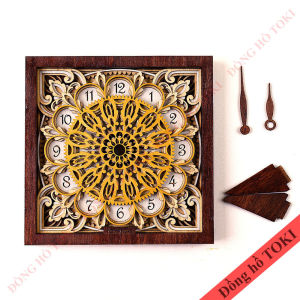 Vỏ đồng hồ gỗ vuông nhiều lớp - handmade - Thiết kế 3D tinh xảo