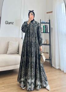 gamis wanita terbaru murah busui elegan kekinian dress motif batik Glamz Iliya 9