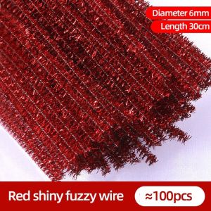 100Pcs Glitter Chenille Stems Flexible Bendable Plush Tinsel Stems Kids Educational DIY Craft Supp