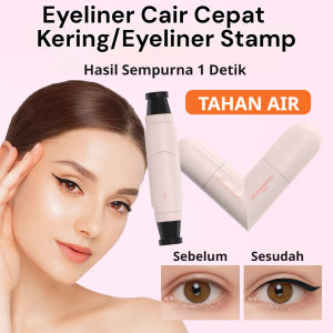 STAMP EYELINER 2in1 ANTI AIR 24JAM – stempel segitiga + liquid 01 mm bikin wing liner sempurna 3 detik tahan keringat &amp hujan warna hitam pekat matte aman pemula isi 1 pcs BPOM COD siap kirim seluruh Indonesia