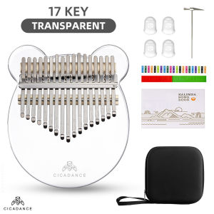 17 Key Acrylic Kalimba Transparent Thumb Piano Bear Finger Piano Musical Instrument for Beginner Children Adult Gift