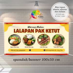 Cetak Spanduk Banner Merah Kuning Modern Daftar Menu Makanan