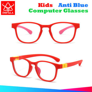 IMPALA FL1015W Kids Anti Blue Eyeglasses UV400 HD Lens Elastic Removable Frame Fashion Colorful Eyewear for Children 100% Anti Blue Light