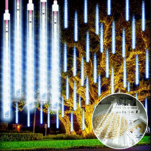 50cm Meteor Shower Light Rain 10 Tubes Hari Raya Lights LED String Lights Waterproof Solar Street Light Garden Tree Wedding Ramadan Hari Raya decoration