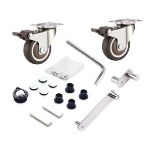 1set Engsel Meja Putar Engsel Meja Lipat 180 Derajat Roda Swivel Tarik Dorong
