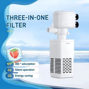 3-in-1 Fish Tank Filter Portable Silent Aquarium Internal Filter Oxygen Submersible Fish Tank