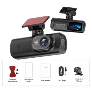 V22 Dual Channel Dash Cam 4K+1080P Ultra HD Front and Rear 2 Channel Car Camera with GPS Track/WIFI/APP Control/24H Parking Monitoring/Night Vision Video Recorder