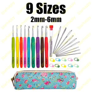STAR 9 sizes/14 sizes Alat / Jarum Rajut Crochet Hooks Alat Rajut Set Hakpen Set Jarum Rajut Set Perlengkapan Rajut Set Colorful Aluminum Weave Ergonomic Crochet hooks [Stok & Pengiriman Cepat]