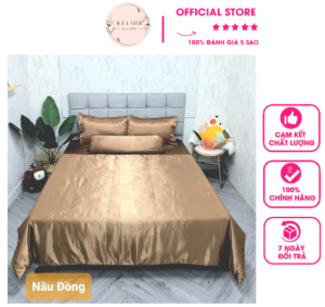 ✅ẢNH THẬT✅𝗖𝗛𝗔̆𝗡 𝗚𝗔 𝗣𝗛𝗜 𝗟𝗨̣𝗔 SIÊU MƯỢT MỊN NÂU ÁNH ĐỒNG SIÊU SANG LỤA SILK ĐỦ KÍCH THƯỚC CHO MỌI ĐỘ DÀY NỆM - MIA SILK
