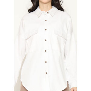 Urban Exchange Ariana Waffle White Shirt - Atasan Kemeja Outer Putih
