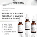 The Ordinary Retinol Serum Retinol 0.2% in Squalane - Retinol 1% In Squalane - Retinol 0.5% in Squalane Retinoid Serum - 30ml. 