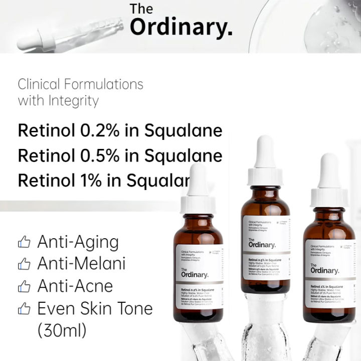 The Ordinary Retinol Serum Retinol 0.2% in Squalane - Retinol 1% In Squalane - Retinol 0.5% in Squalane Retinoid Serum - 30ml