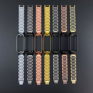 SinHGey for Mi Band 3 4 5 6 product Retro Metal Strap Stainless Vintage engraving Buckle Retro Steel Bracelet Wristbands Replace Accessories For Xiaomi Mi Band 5 6