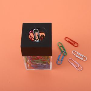 HUAGUES Plastic Creative Transparent Office Supplies Macaron Student Stationery Desk Storage Clips Dispenser ic Absorption Box Paperclip Holder