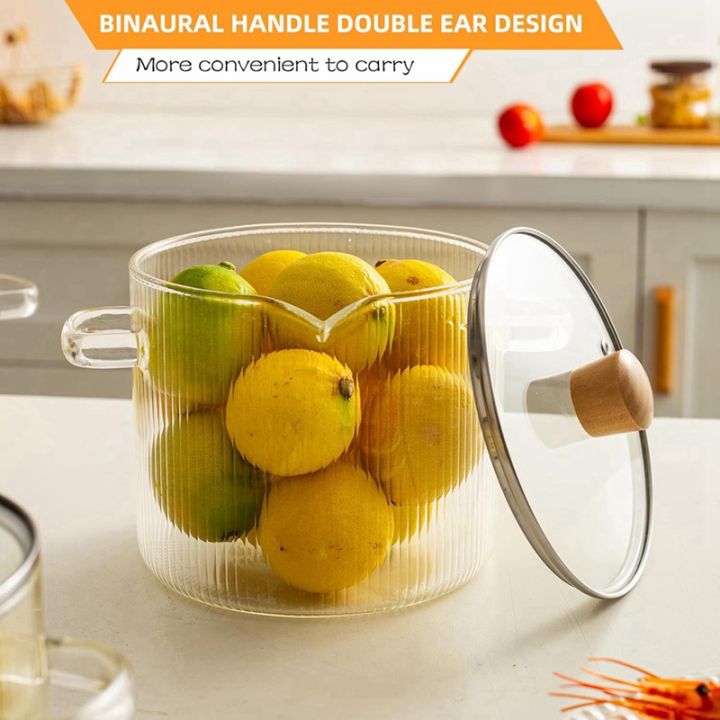 Glass Cookware Simmer Pot, Glass Cooking Pot with Lid-1.8L(60oz) Heat ...
