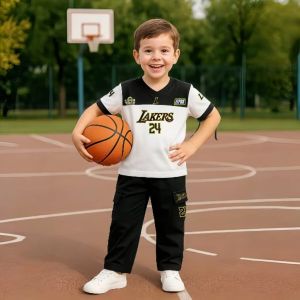 Setelan Sporty Lakers Jersey & Celana Cargo Anak Laki-Laki 3-12 Tahun