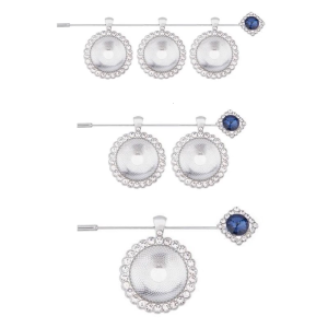 Personalize Photo Insert Charm Brooch for Wedding Attire Shawls Bags Easy Installation Rhinestones Accent Designs