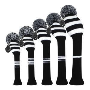 Scott Edward Golf Headcover 5pcs Wood Club Covers For Driver Cover Fairway and Hybrid with Lovely Knit PomPom