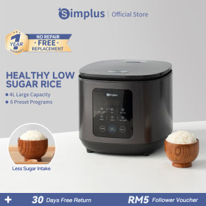 Simplus 4L Rice Cooker丨Low Sugar Low Carbon丨6 Preset Programs丨24H Reservation丨Non-Stick Coating