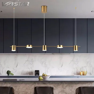 Gold or Black Modern LED Chandelier Simple Kitchen Long Hanging Light Coffee Shop Bar Office Restaurant Pendant Light