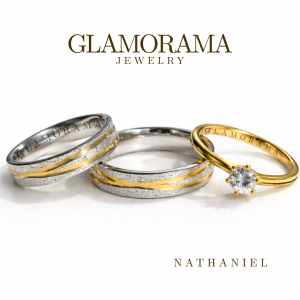 Glamorama Couple Rings: "Nathaniel" Engagement & Wedding Ring Set