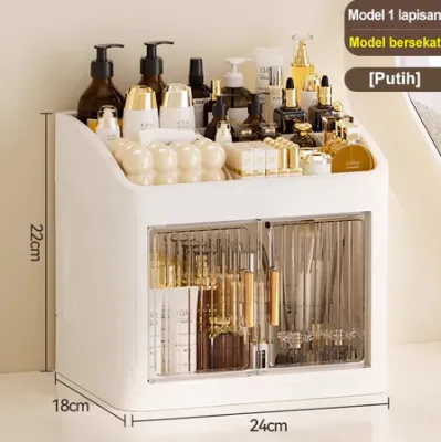Rak Meja Kosmetik Premium Rak Organizer Make Up Pintu Sliding Storage