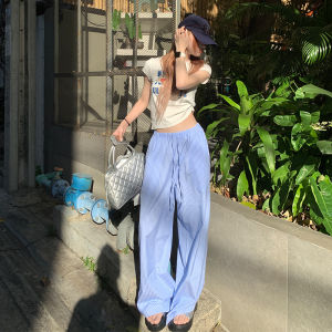 พร้อมส่ง🔥 กางเกงขายาว กางเกงลายทาง ผู้หญิงกางเกงลำลอง ทรงหลวม เอวยืดเยอะ สาวอวบใส่ได้ มีจำหน่ายในขนาด S-XXL