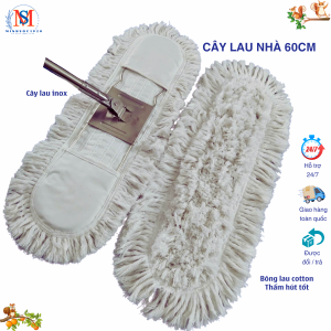 Cây lau nhà 60cm cây lau công nghiệp inox bông lau cotton cây lau bụi công nghiệp