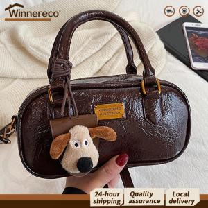 [Winnereco Flagship Mall] Women PU Leather Top Handle Shoulder Bag with Zipper Crossbody Shoulder Bag Adjustable Strap for Travel Work Daily Use