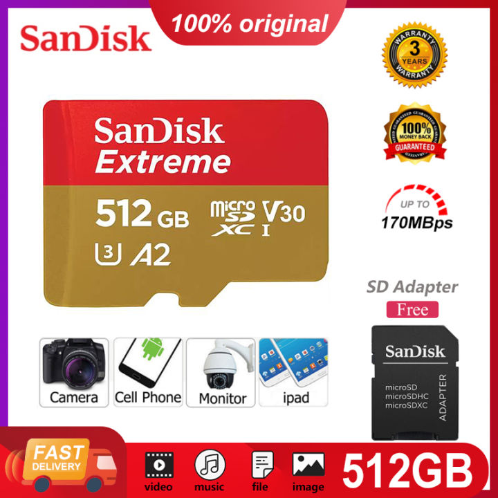 sandisk extreme memory micro sd cards 64gb 128gb 256gb 512gb tf card ...