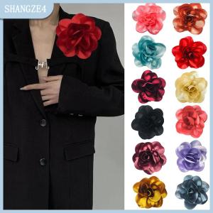 【SHANGZE4】 15cm Fashion Large Flower Brooch Clip Satin Fabric French Flower Brooch Handmade Suit Sweater Coat Decor Pins Brooches