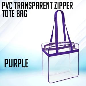 Clear PVC Tote Bag See-Through Handbag Water Resistant Organizer for School Travel Daily Use