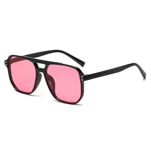Retro đôi chùm lớn khung màu trong suốt lens Sunglasses đối với phụ nữ người đàn ông Dã Ngoại thời trang lái xe kính dạo biển chống tia cực tím