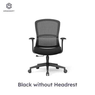 Ergoseat - Wide Designed Ergonomic Office Chair Mesh Back Non Adjustable Lumbar Support with Fixed Headrest & Armrest