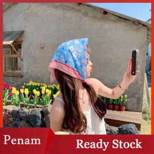 [PAM] 55cm Fashion Sweet Floral Print Small Square Scarf For Women Girl Cute Soft Flower Scarf Hairband Headband Korean Hair Scarves