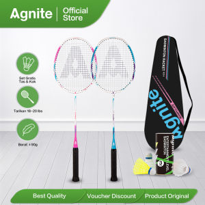 Agnite Badminton Racket / Raket Badminton / Raket Bulu Tangkis isi 2 Gratis Kok Carbon Alumunium ER314
