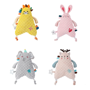 Động vật hoạt hình nhẹ nhàng búp bê bé ngủ đồ chơi với rattle búp bê ôm tay Comfort khăn mềm placate búp bê cho trẻ sơ sinh 0-36 tháng