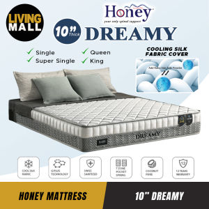Living Mall Honey Dreamy 10" Mattress Cool Silk Plus 7-Zone Pocket Spring - All Sizes