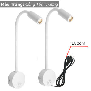 Đèn rọi đọc sách đầu giường Led 3W-220V Loại gắn tường Thân đèn Kim loại uốn 360 độ - DW192