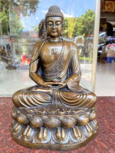 Tượng phật thích ca bằng đồng ngồi đài sen cao 30cm DxRxC 21x19x30cm nặng 5kg