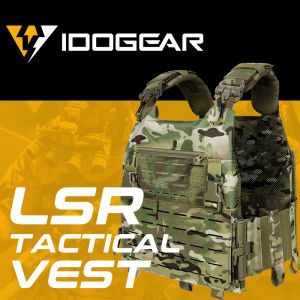 IDOGEAR Tactical Vest with Quick Release Buckle Laser Cut MOLLE YKK Zipper Lightweight Gear Camping Hiking Tactical Vest 3318